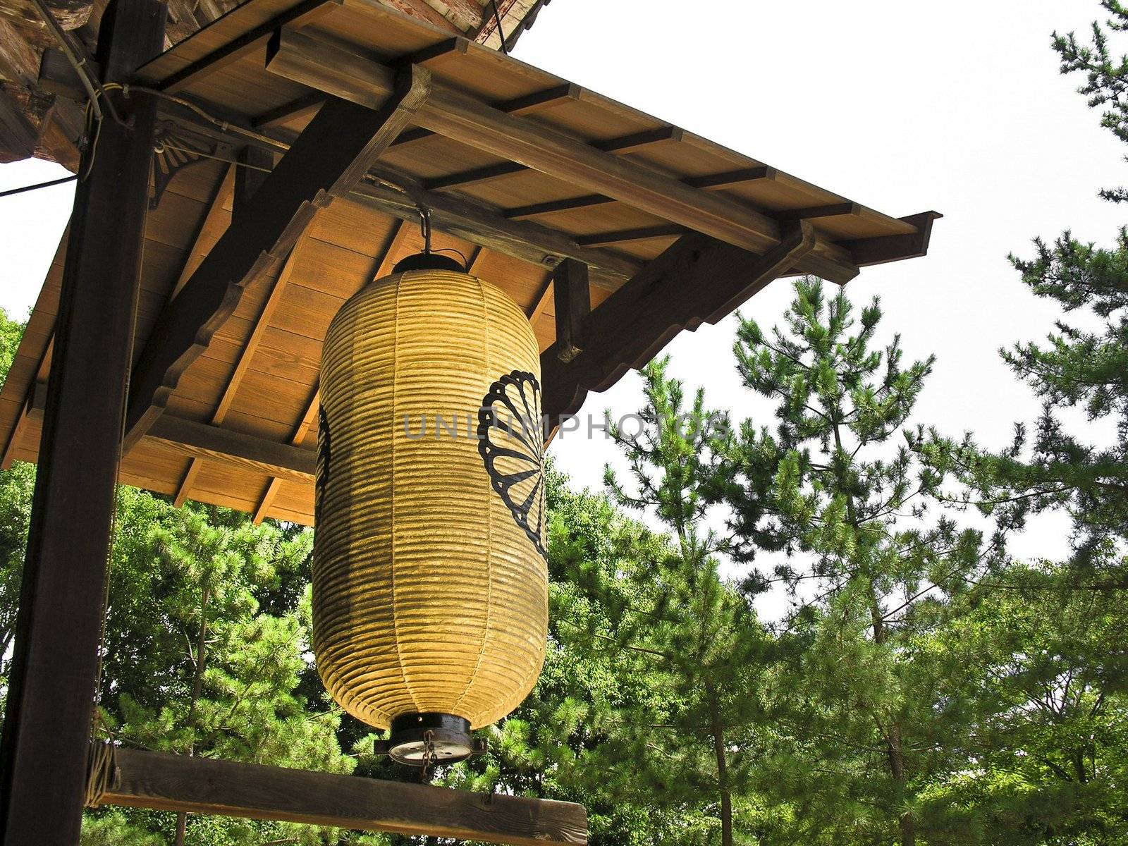 Paper lantern Hanged in a little shrine outdoor in Japan