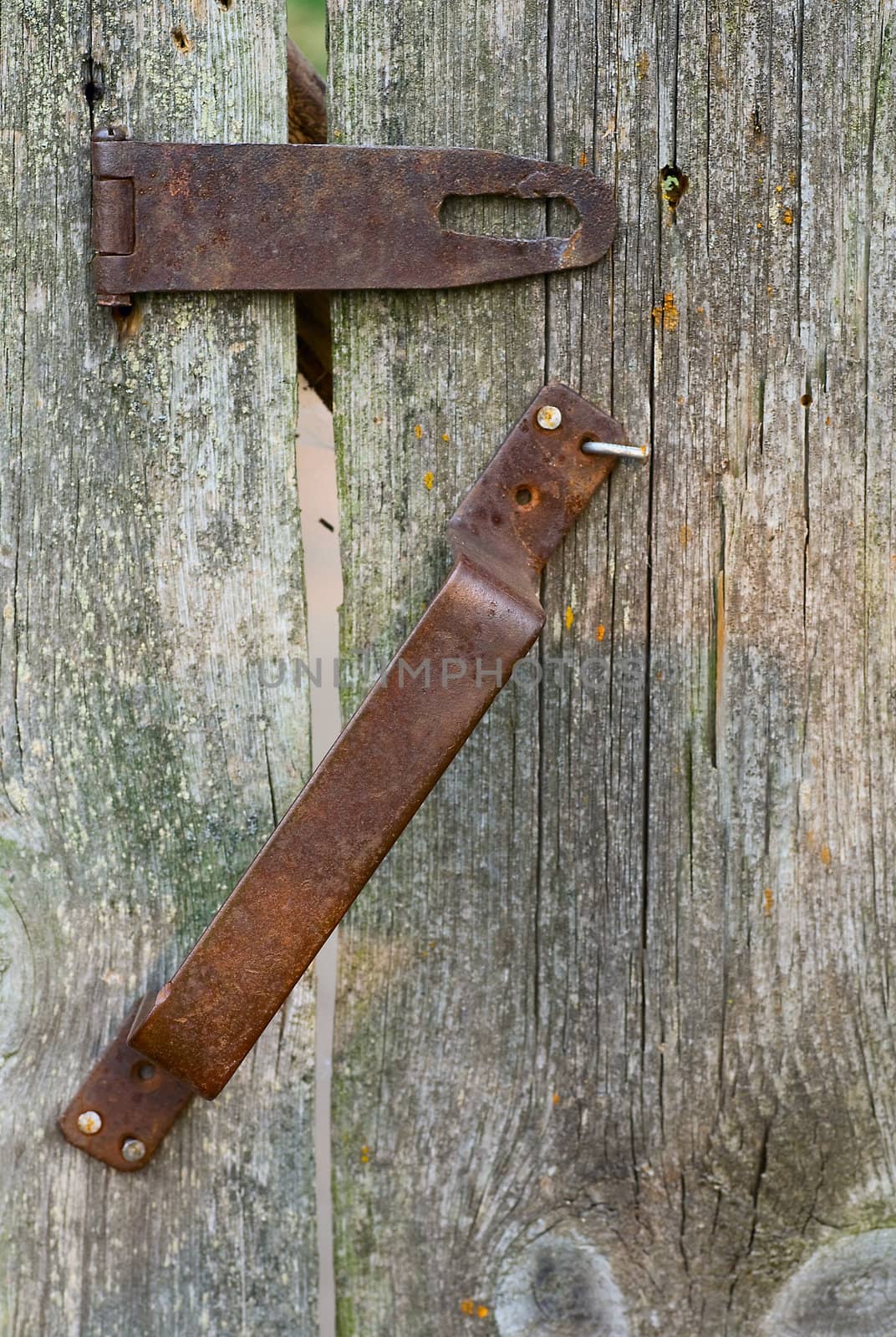 rusty Handle at woooden door