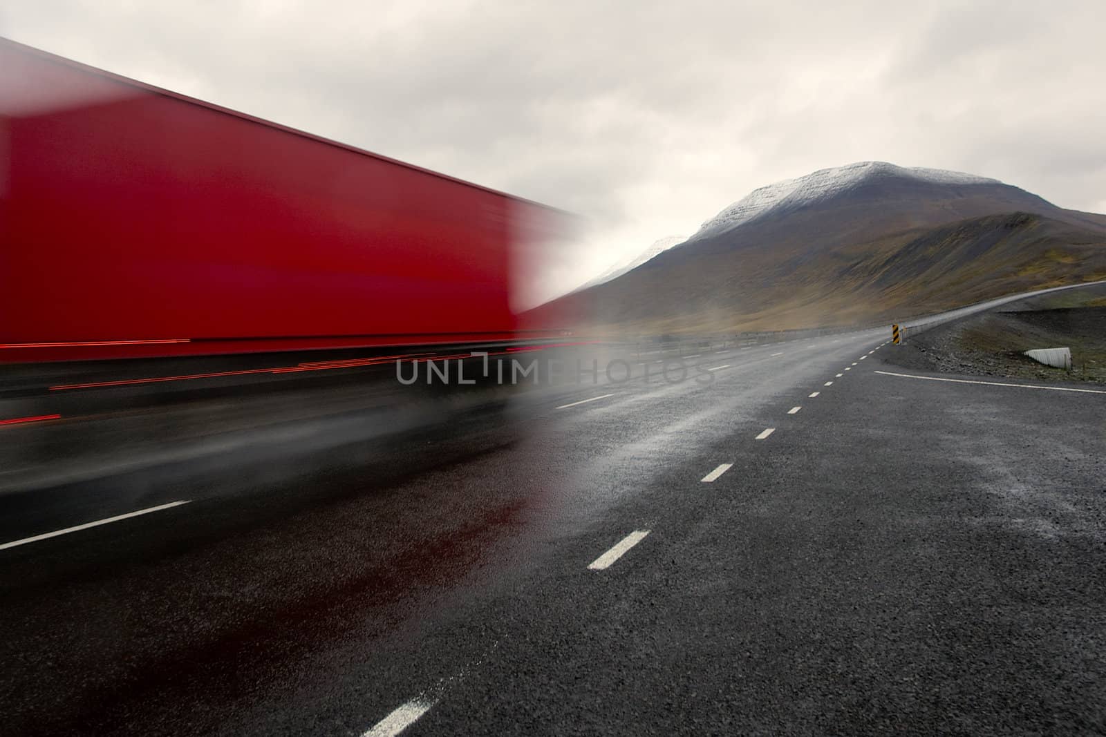 Truck at a northern Iceland road