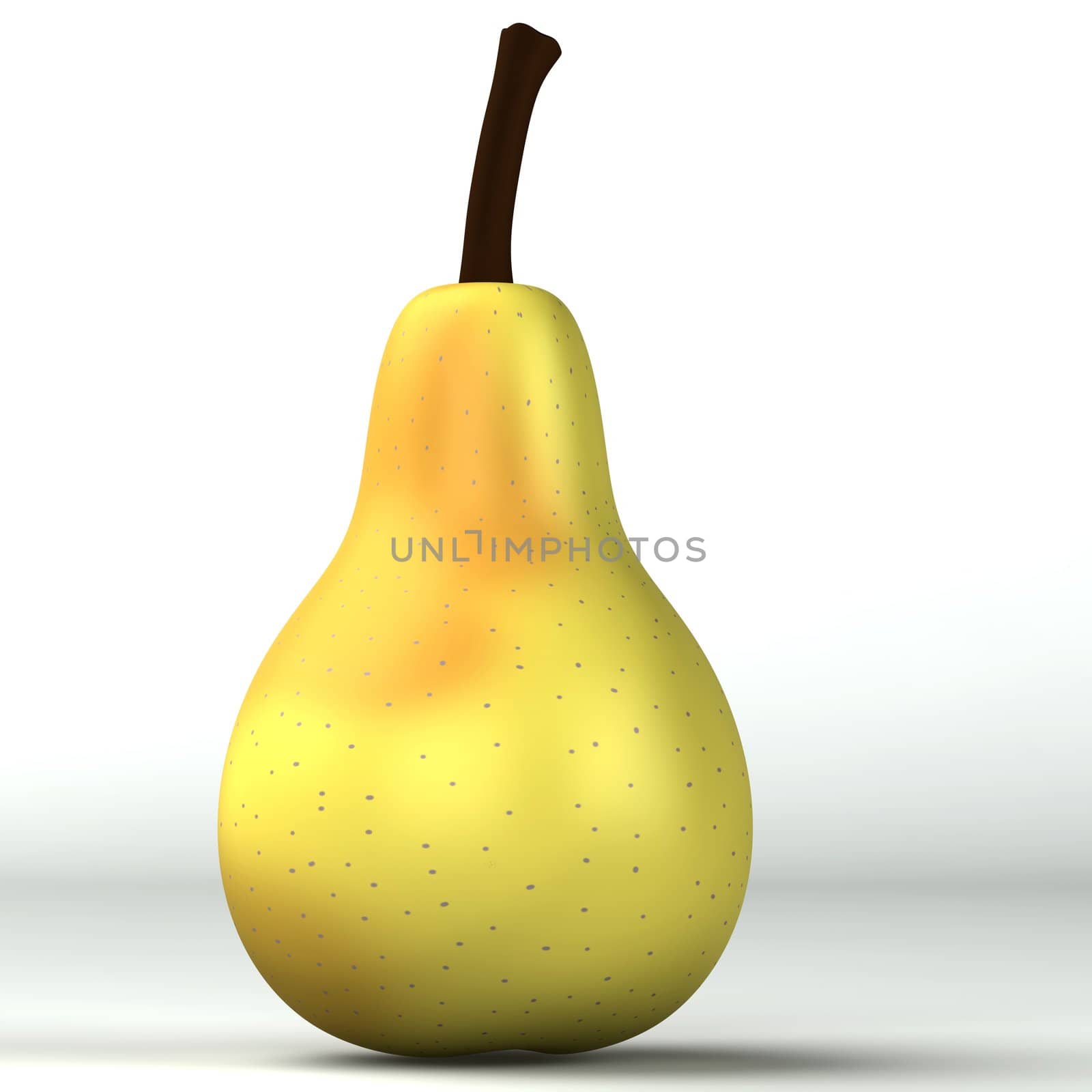 3d light yellow pear isolated on white