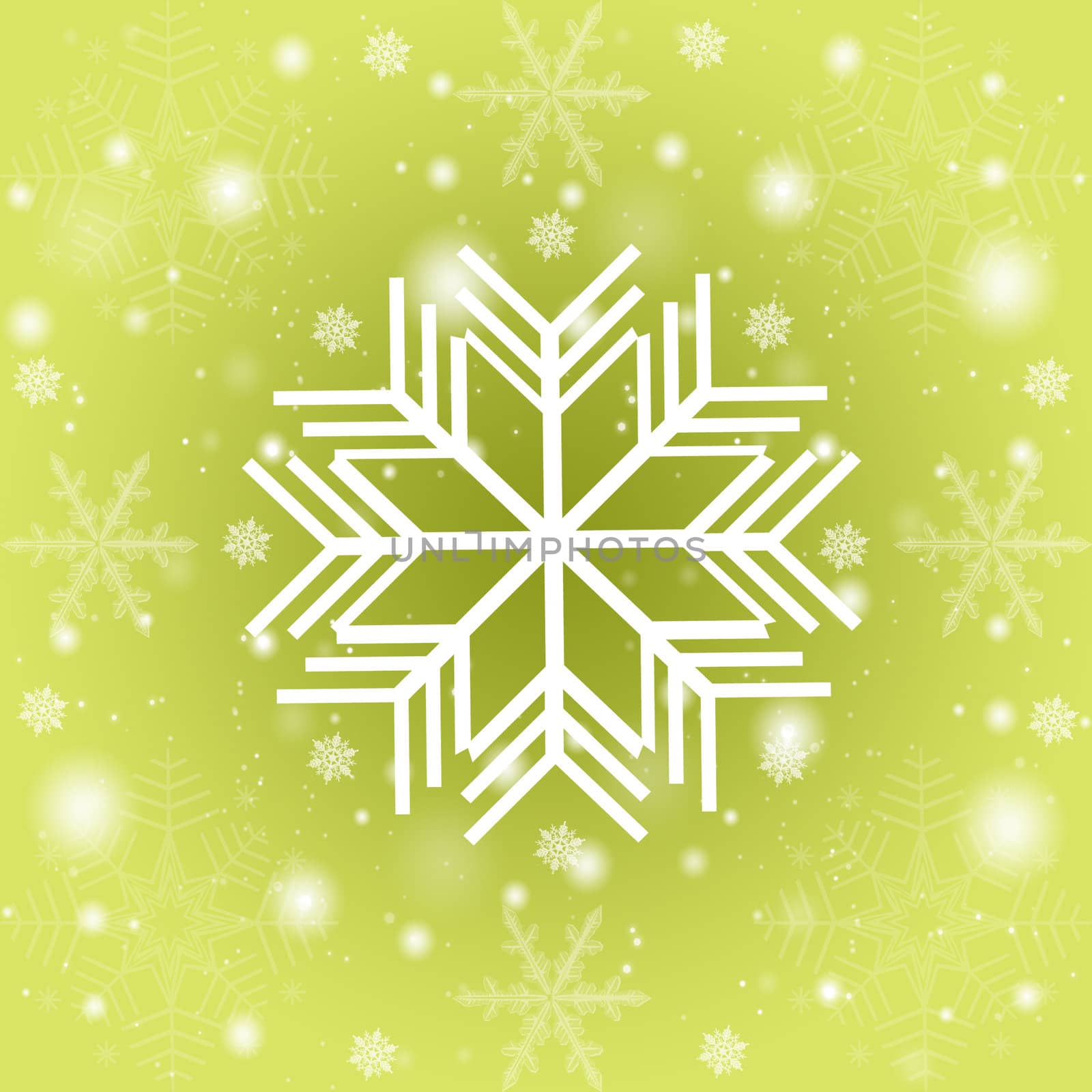 Abstract snowflakes background on green
