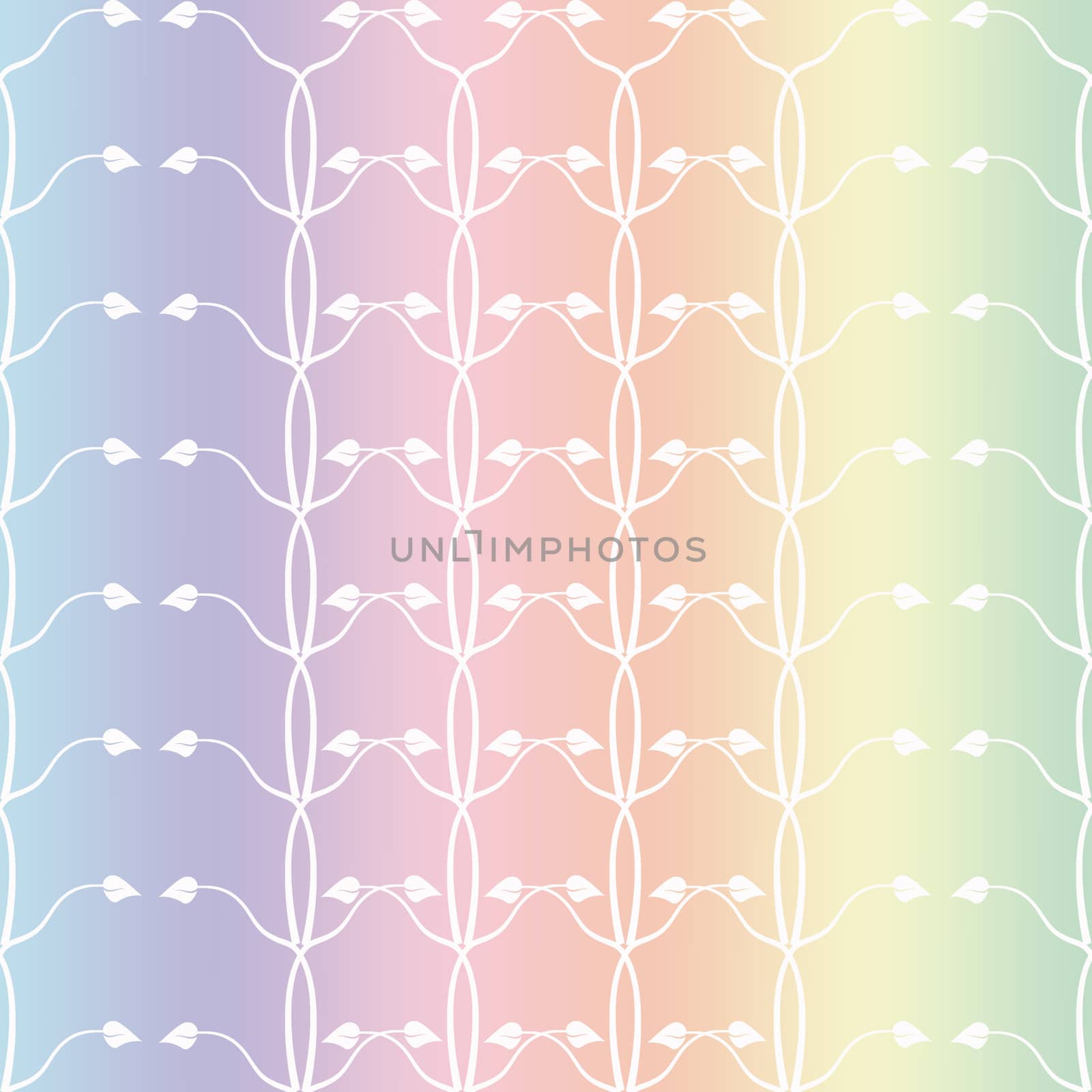 Seamless wallpaper of floral pattern on rainbow color background