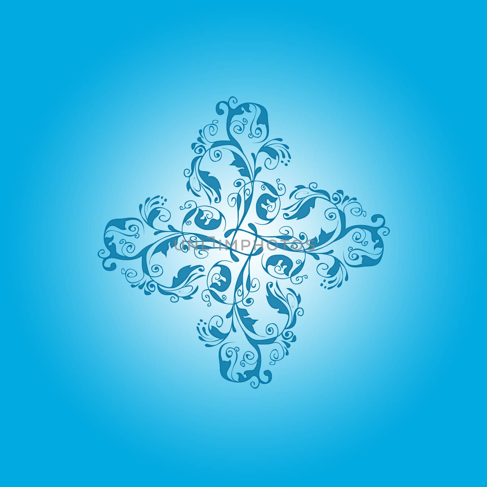 Abstract background of floral pattern on blue