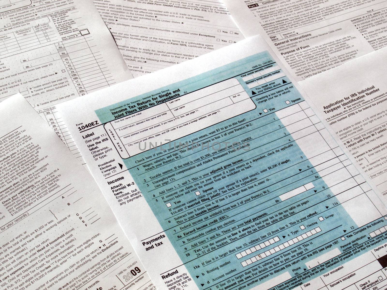 Range of various blank USA tax forms