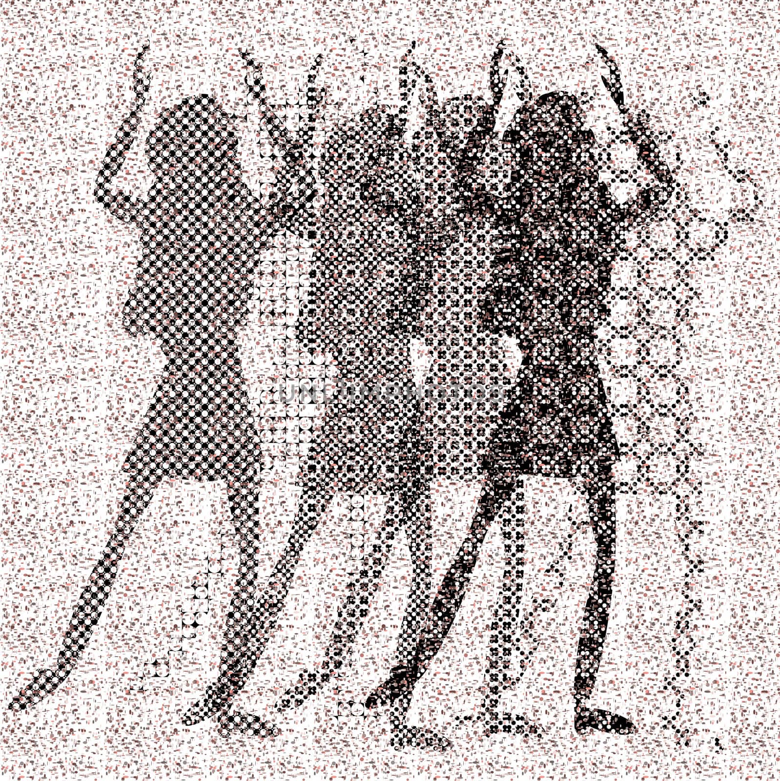 halftone raster dancing girls by karinclaus