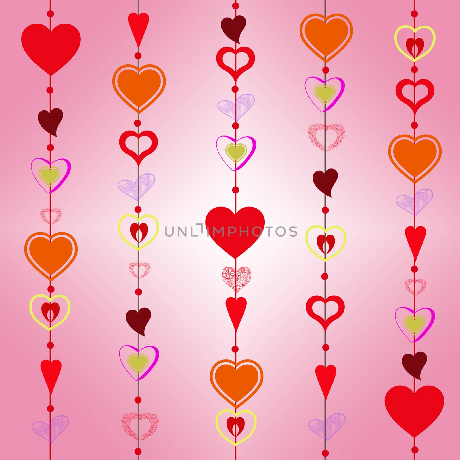 Beautiful background of different hearts 