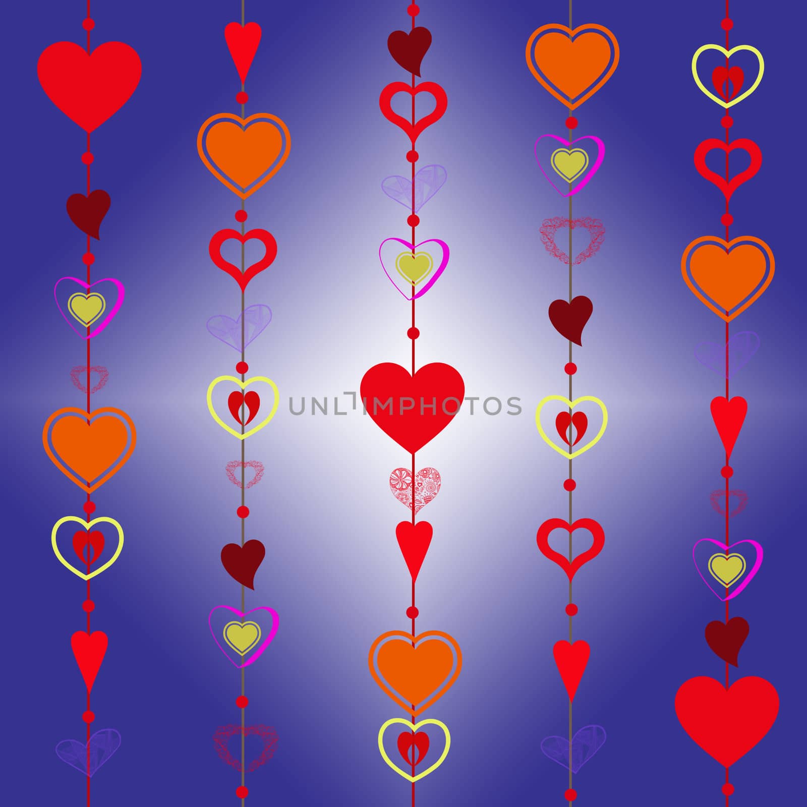 Beautiful  background of different hearts 
