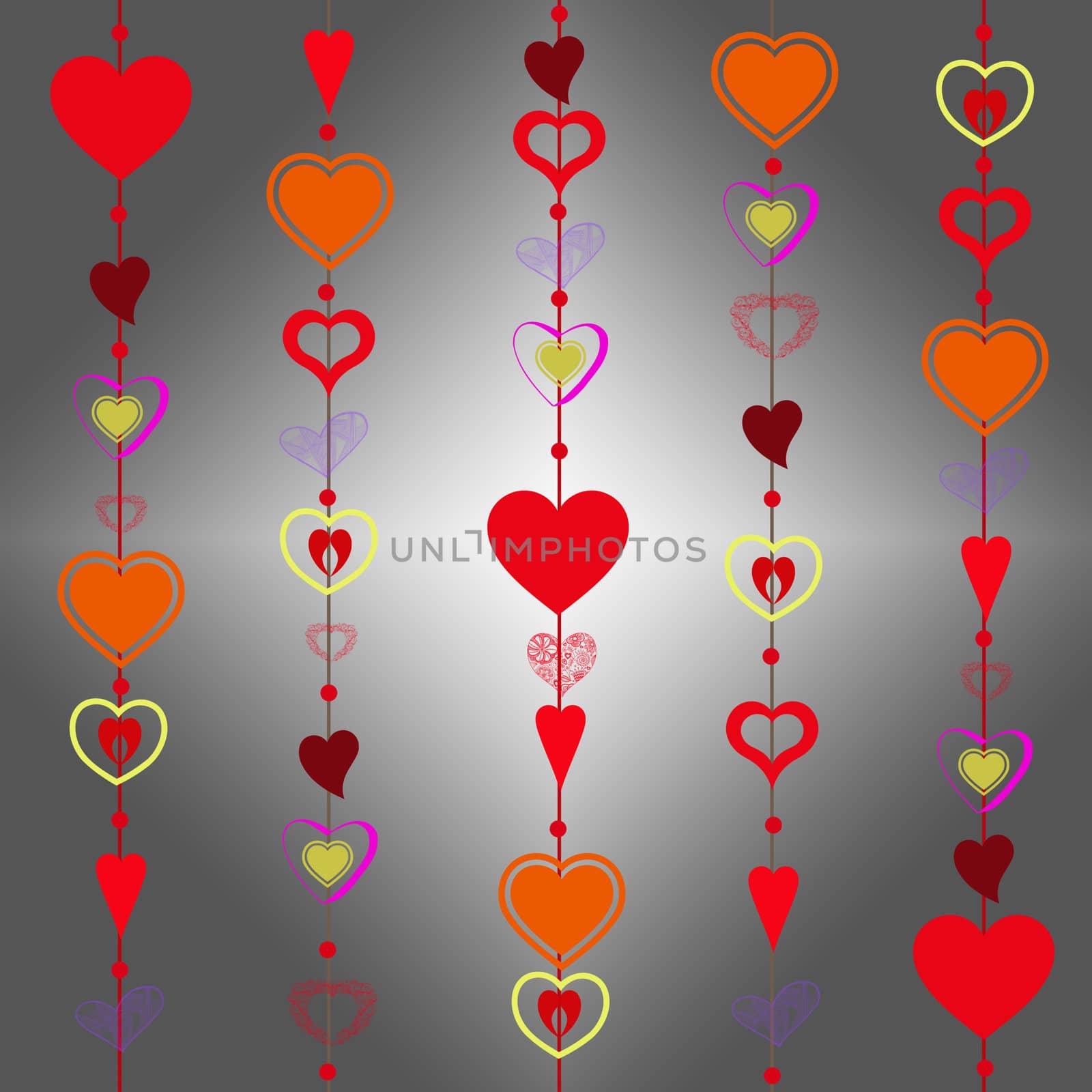 Beautiful background of different hearts 