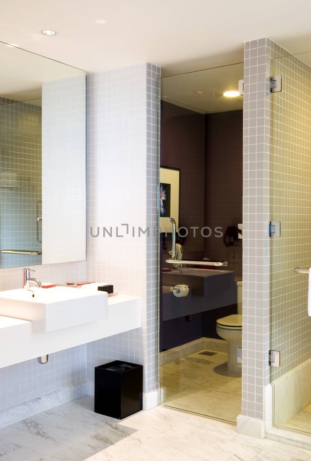 Image of a luxury hotel bathroom.