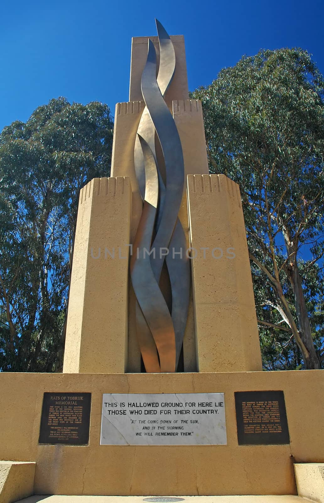 Rats of Tobruk Memorial in Canberra, sunny day
