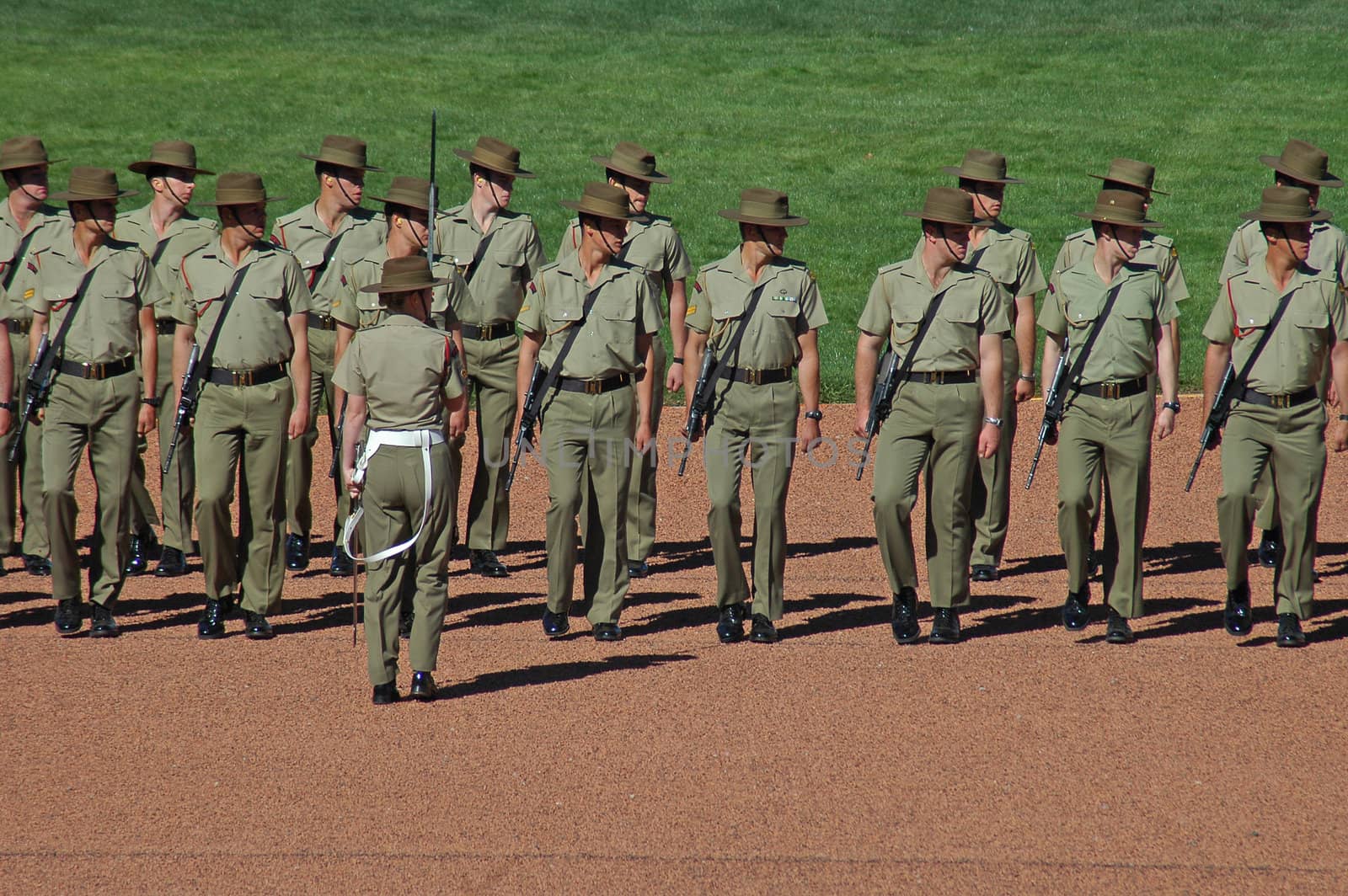 australian soldiers during a parade practice at Anzac Parade in Canberra