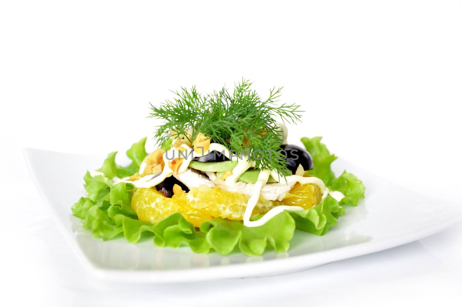 Appetizer of avocado, orange by Apolonia