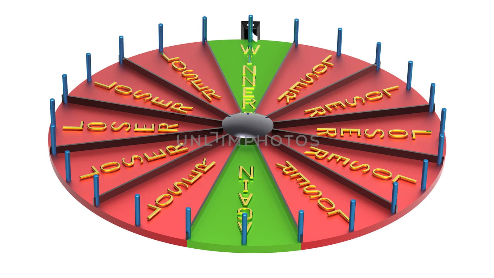 Wheel of fortune with words winner loser isolated on white