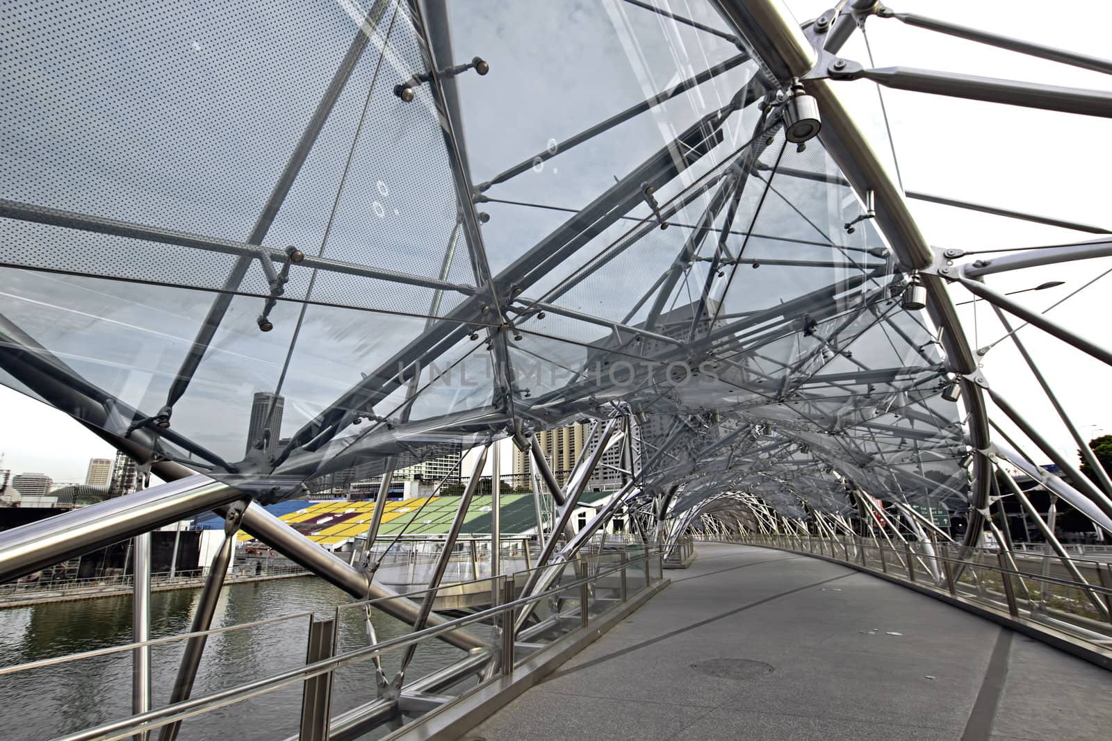 Pedestrian Helix Bridge over Singapore River by Marina Bay