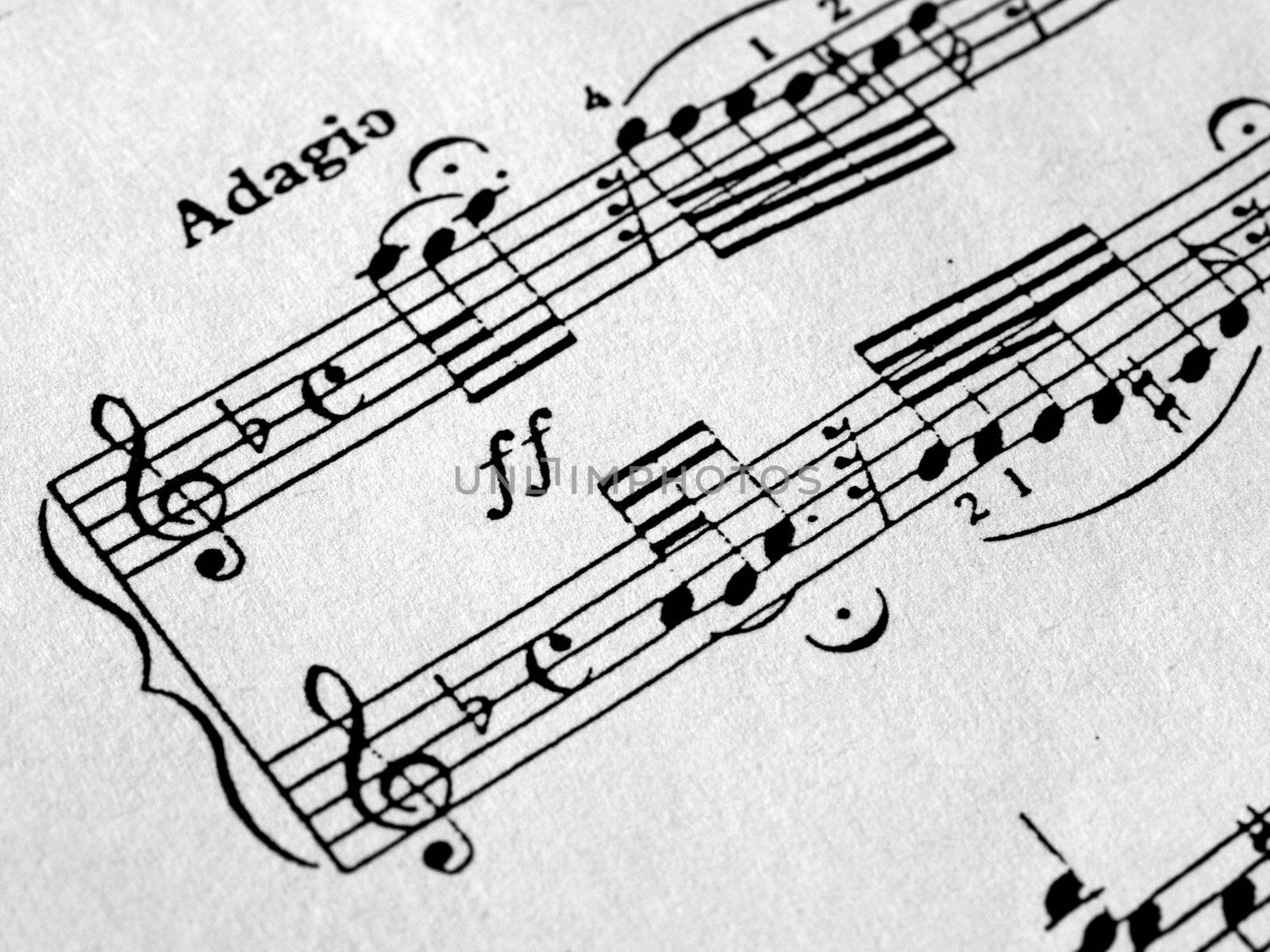 Detail of a music sheet score page