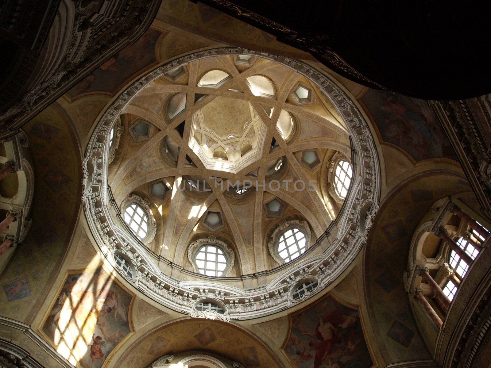 Dome of the baroque church of San Lorenzo in Turin (Torino)