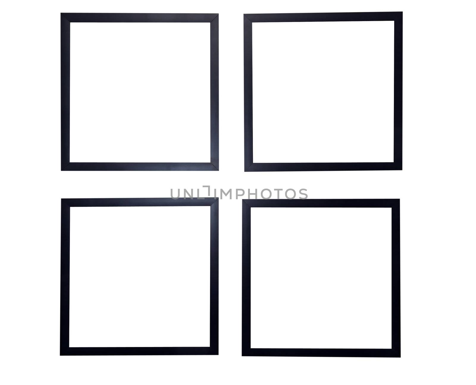 Four blank picture frames isolated on white background with clipping path.