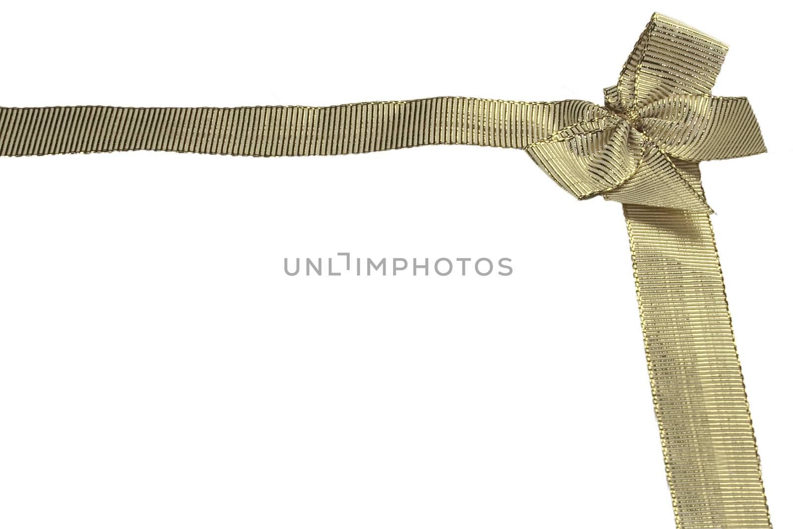 golden ribbon and bow isolated over white background