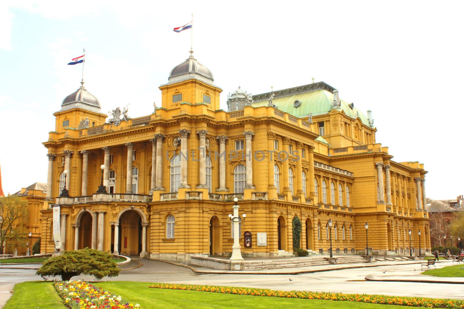 Croatian national theatre in Zagreb by day