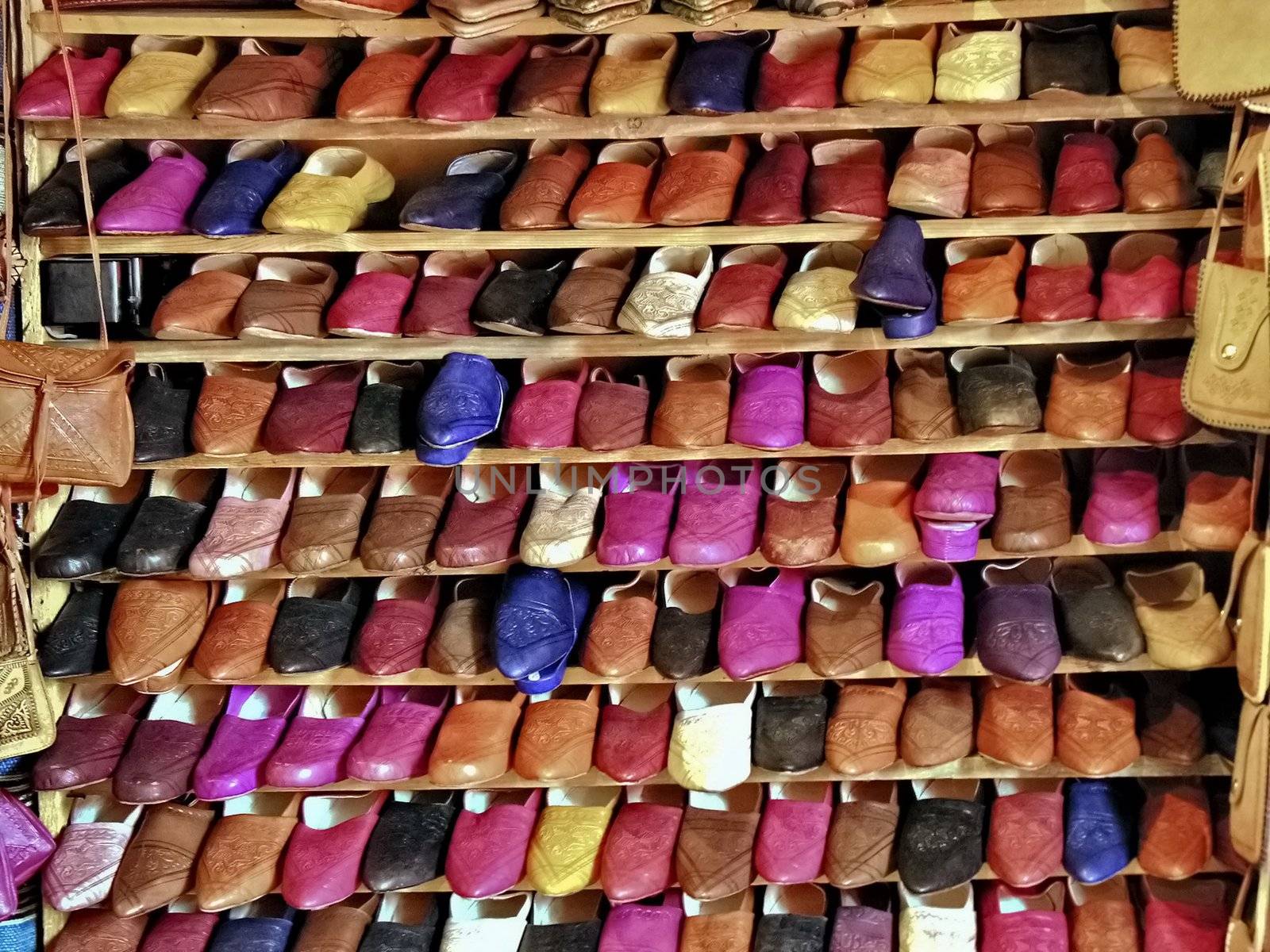 Colorful shoes for sale in Marrakech Morocco