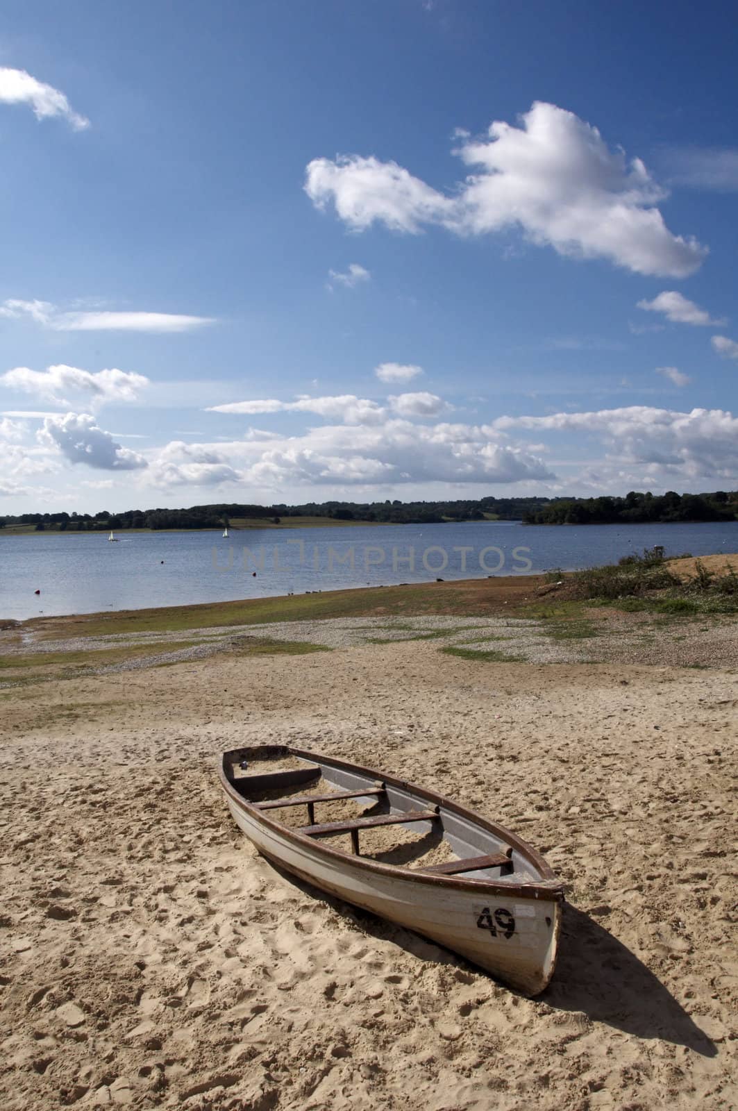 A canoe on the shore of a lake in Kent