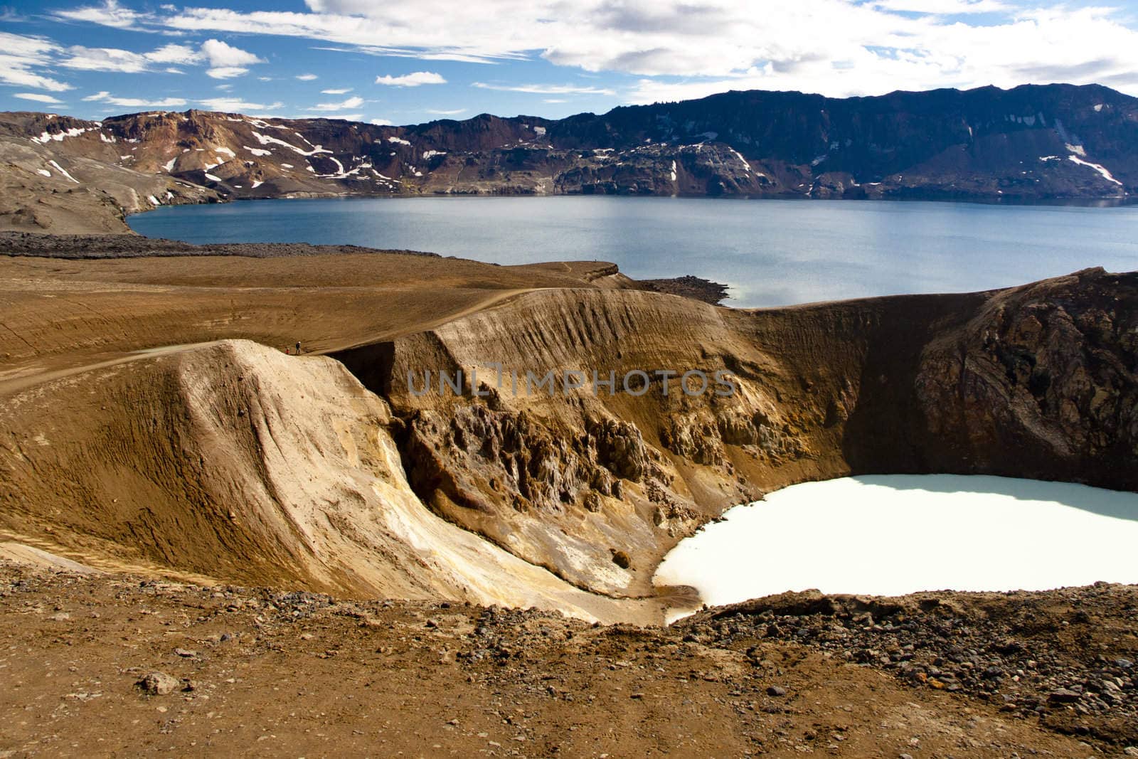 Vitio geothermal lake and Oskjuvatn lake near Askja - Iceland.