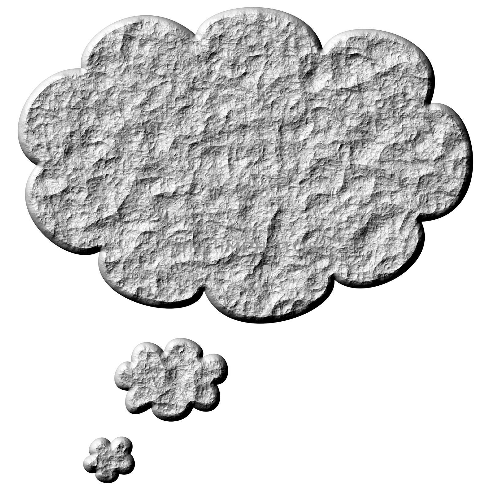 3d stone thought bubble isolated in white