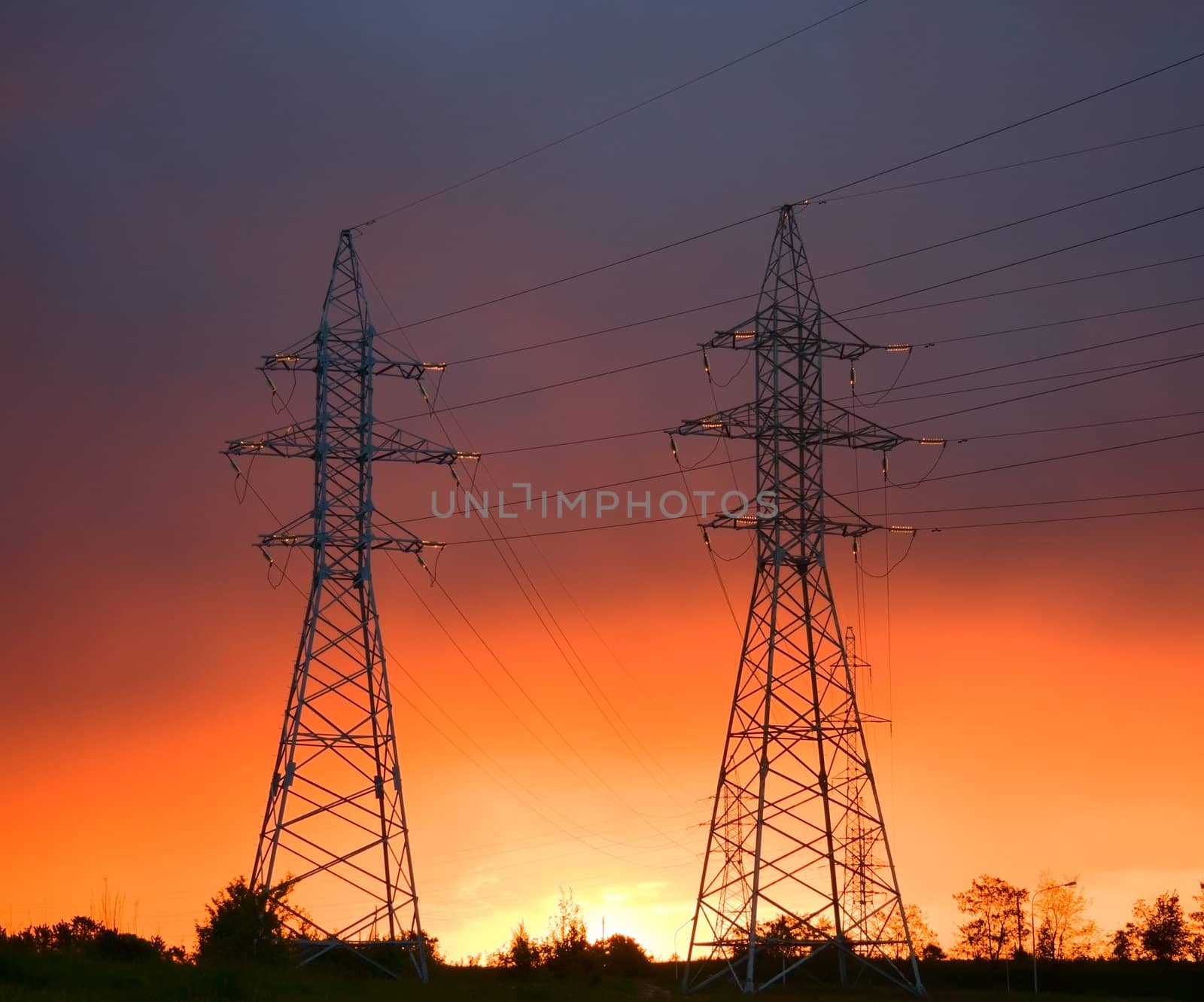 power line at sunset