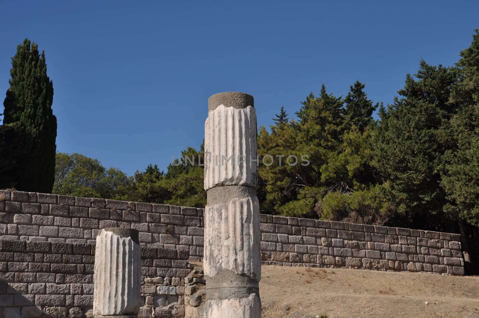 historical ruins of Asclepieion, ancient Hospital made by Hippocrates in Kos, Greece