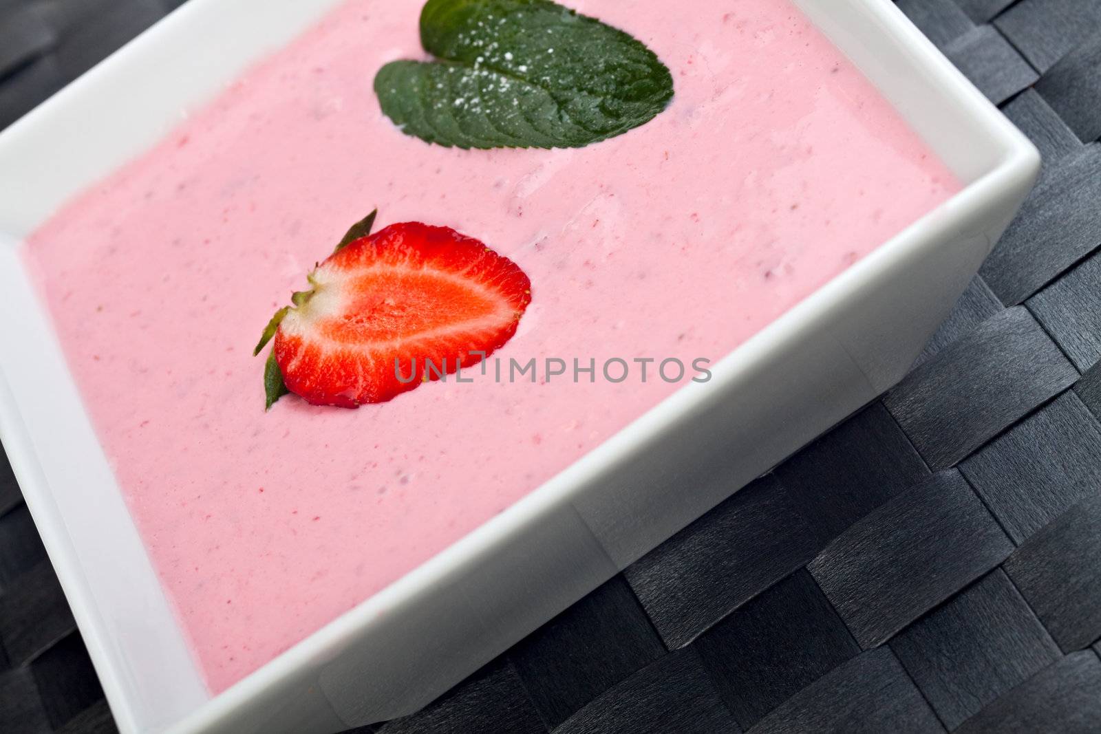 strawberry curd with a peppermint leaf by bernjuer