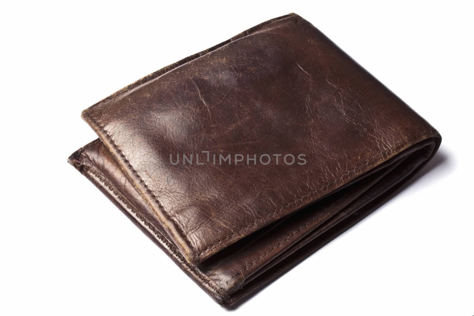 Old Brown wallet isolated on white background 
