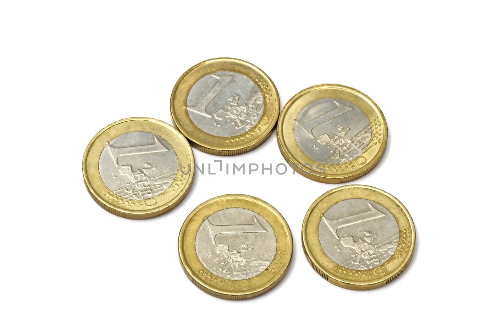 euro coins isolated on white background 
