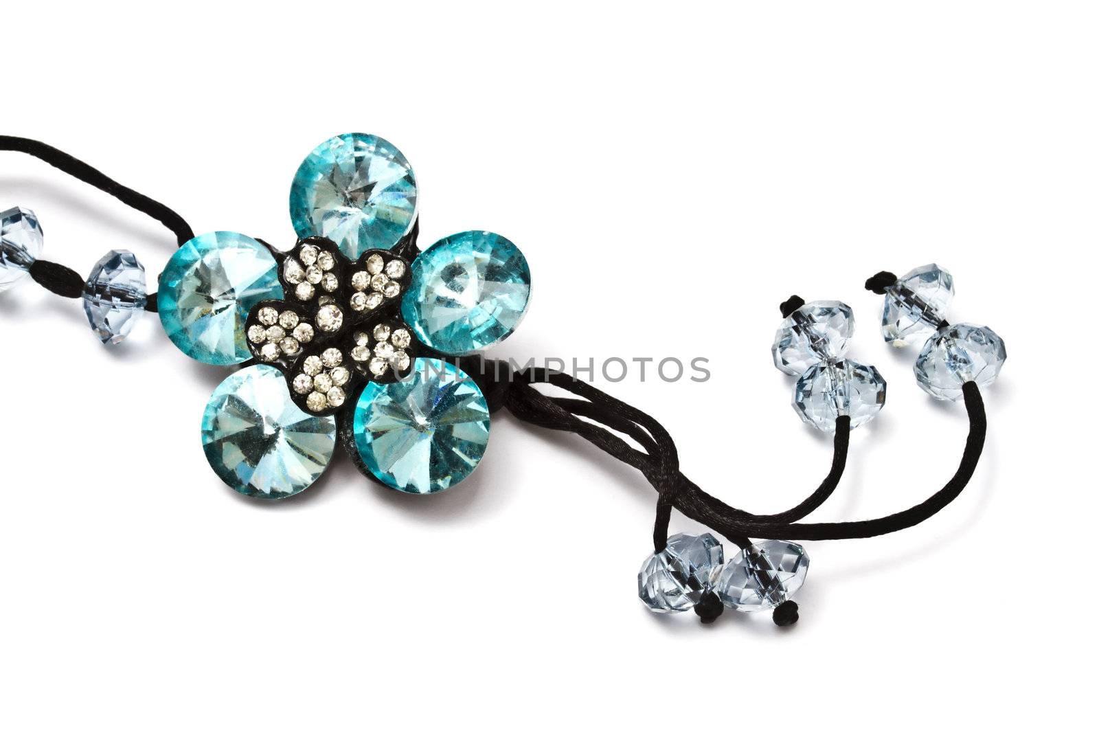 Beautiful necklace closeup on white background 
