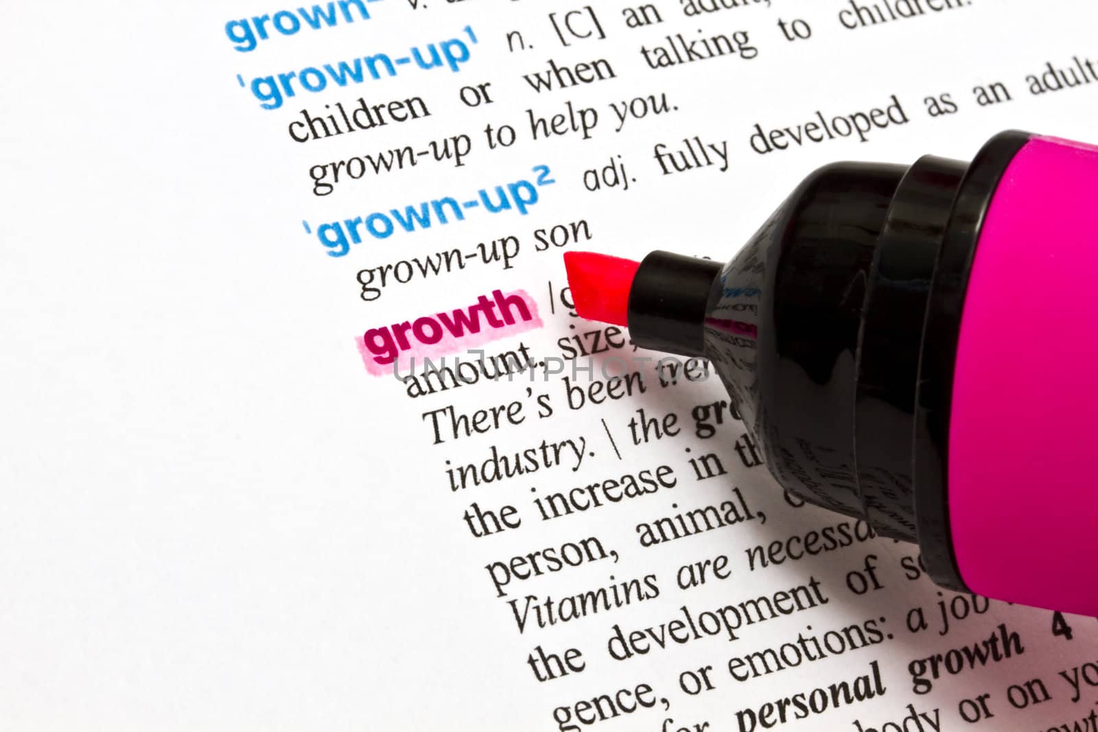 The word Growth highlighted in a dictionary
