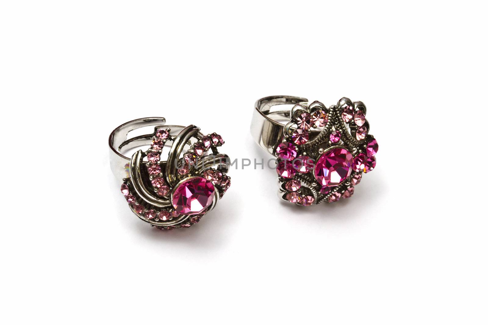 A pair of fashion rings isolated on white background