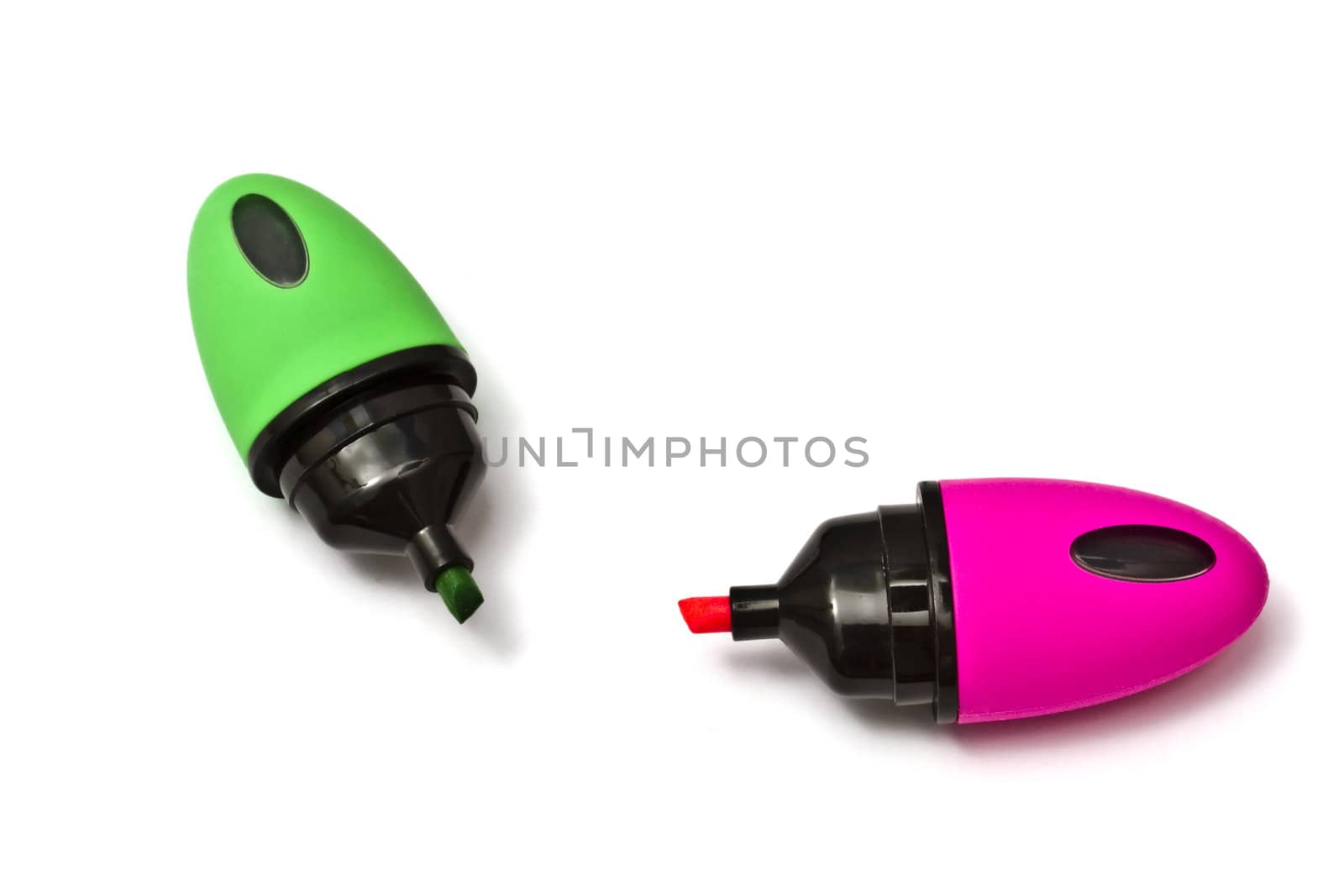 Mini highlighters isolated on white background 
