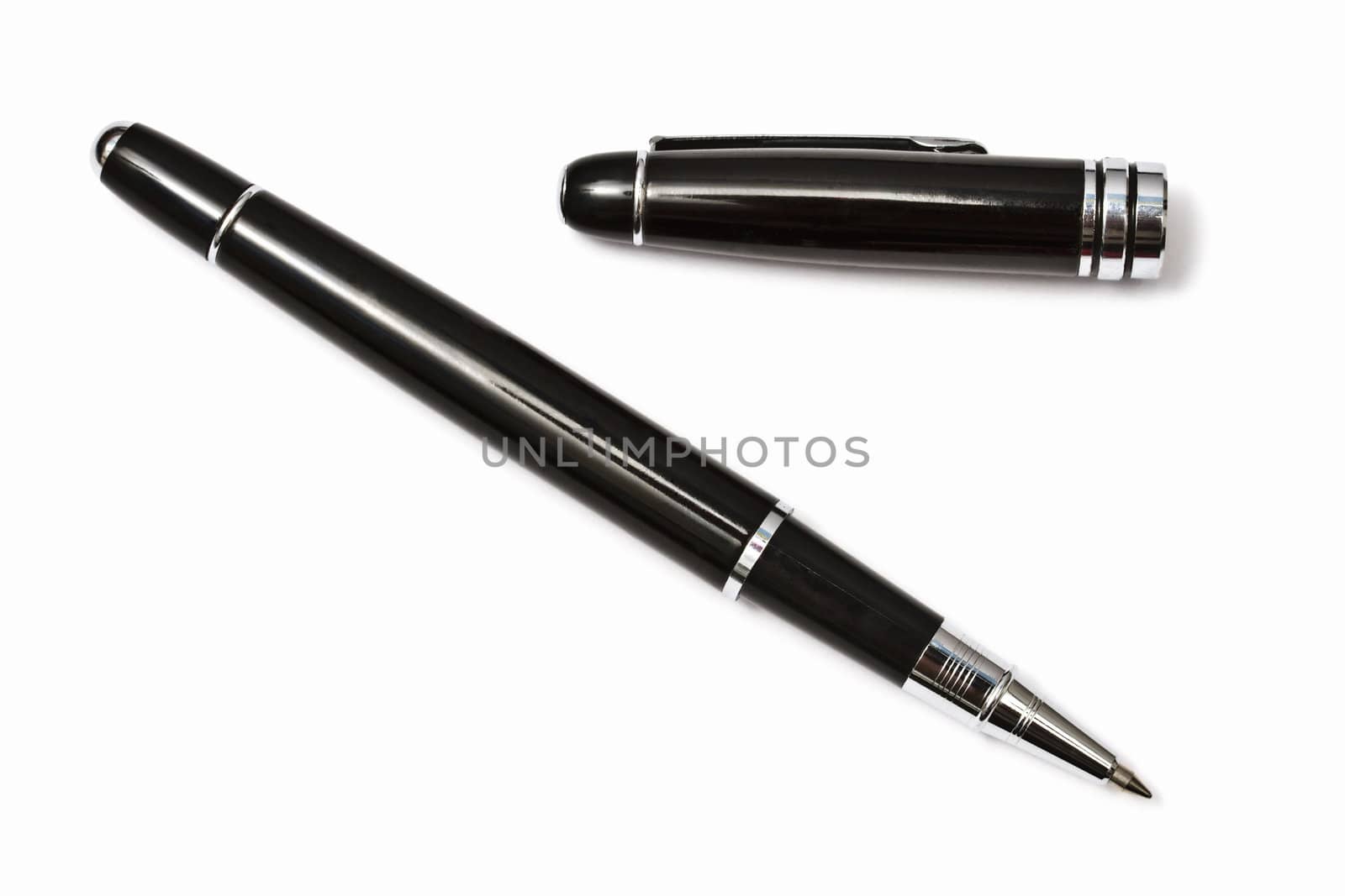 Black Ballpoint Pen Isolated On White background