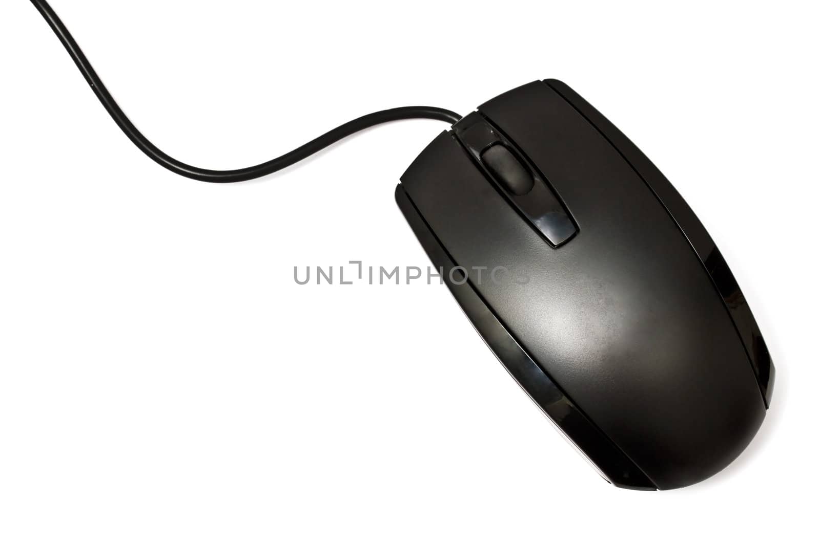 Black computer mouse isolated on white background