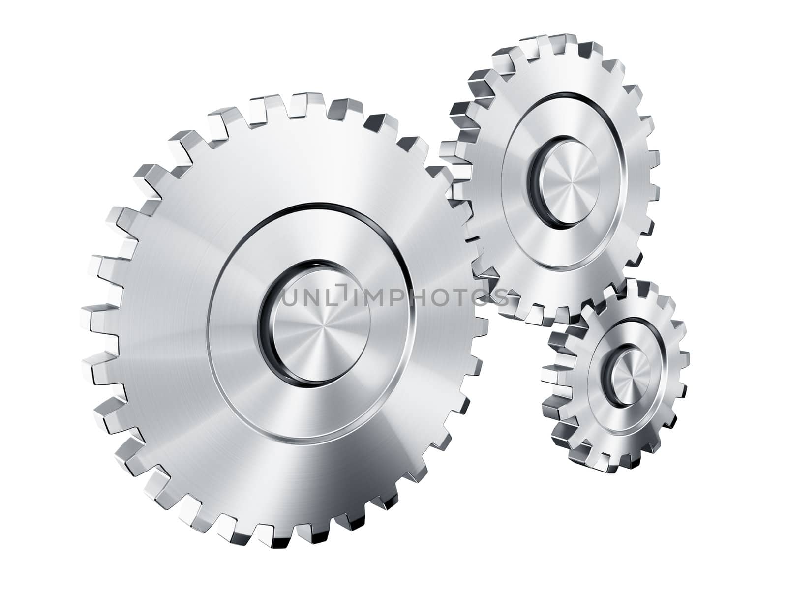 3d rendering of 3 cog wheels