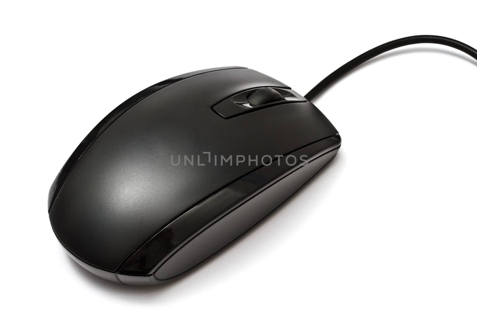 Black computer mouse isolated on white background 
