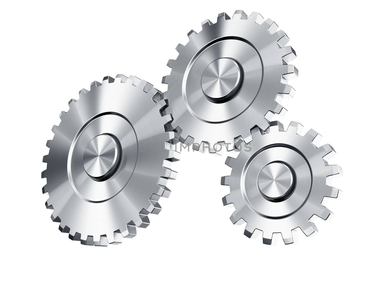3d rendering of 3 cog wheels