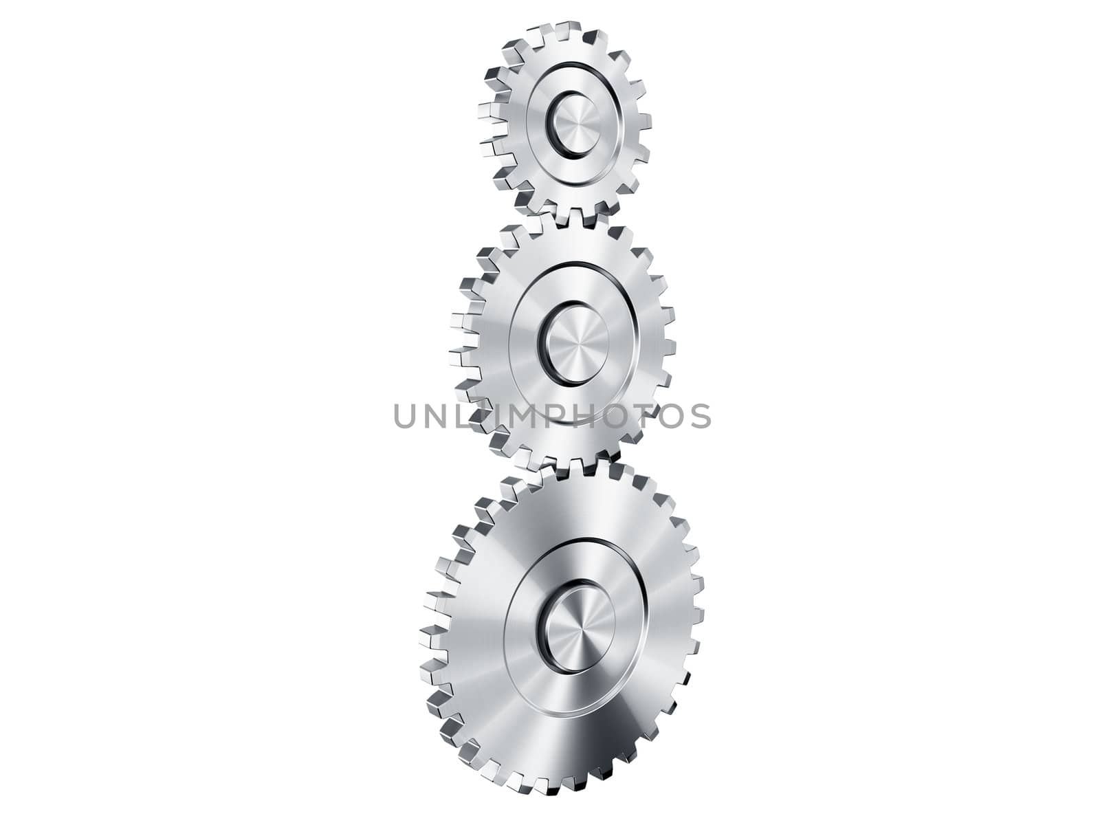 3d rendering of 3 cog wheels