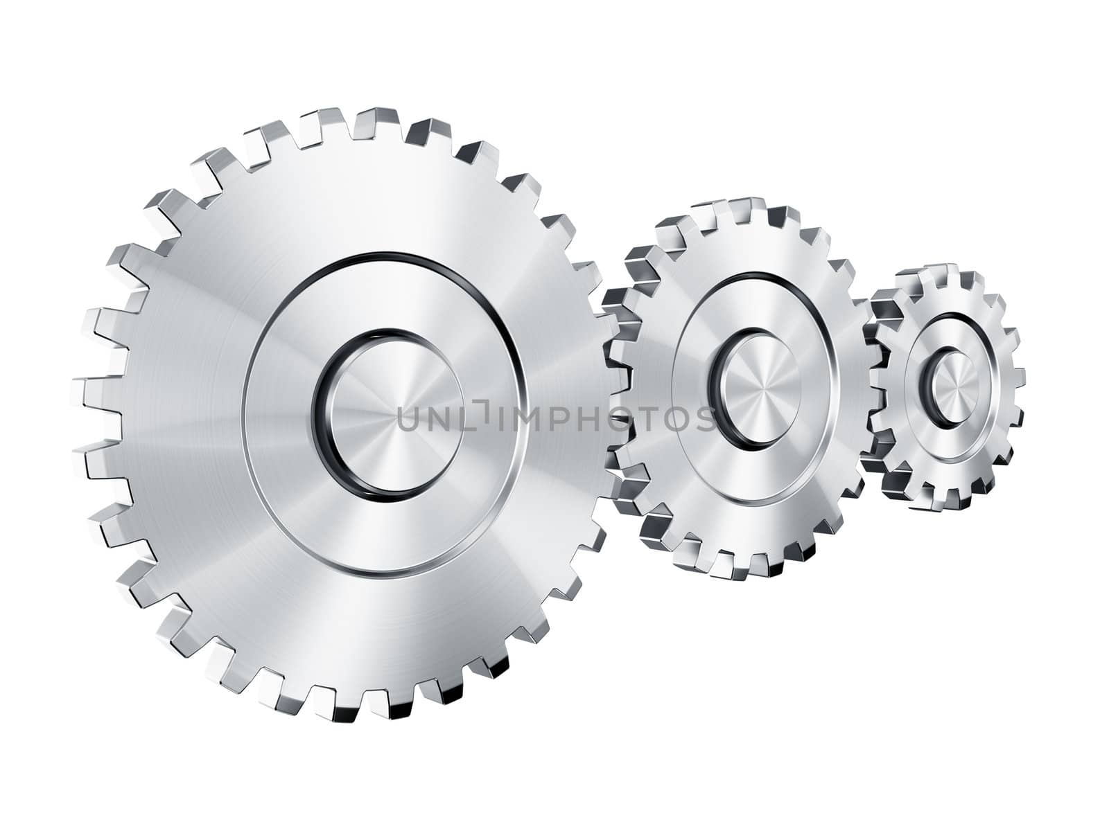 3d rendering of 3 cog wheels