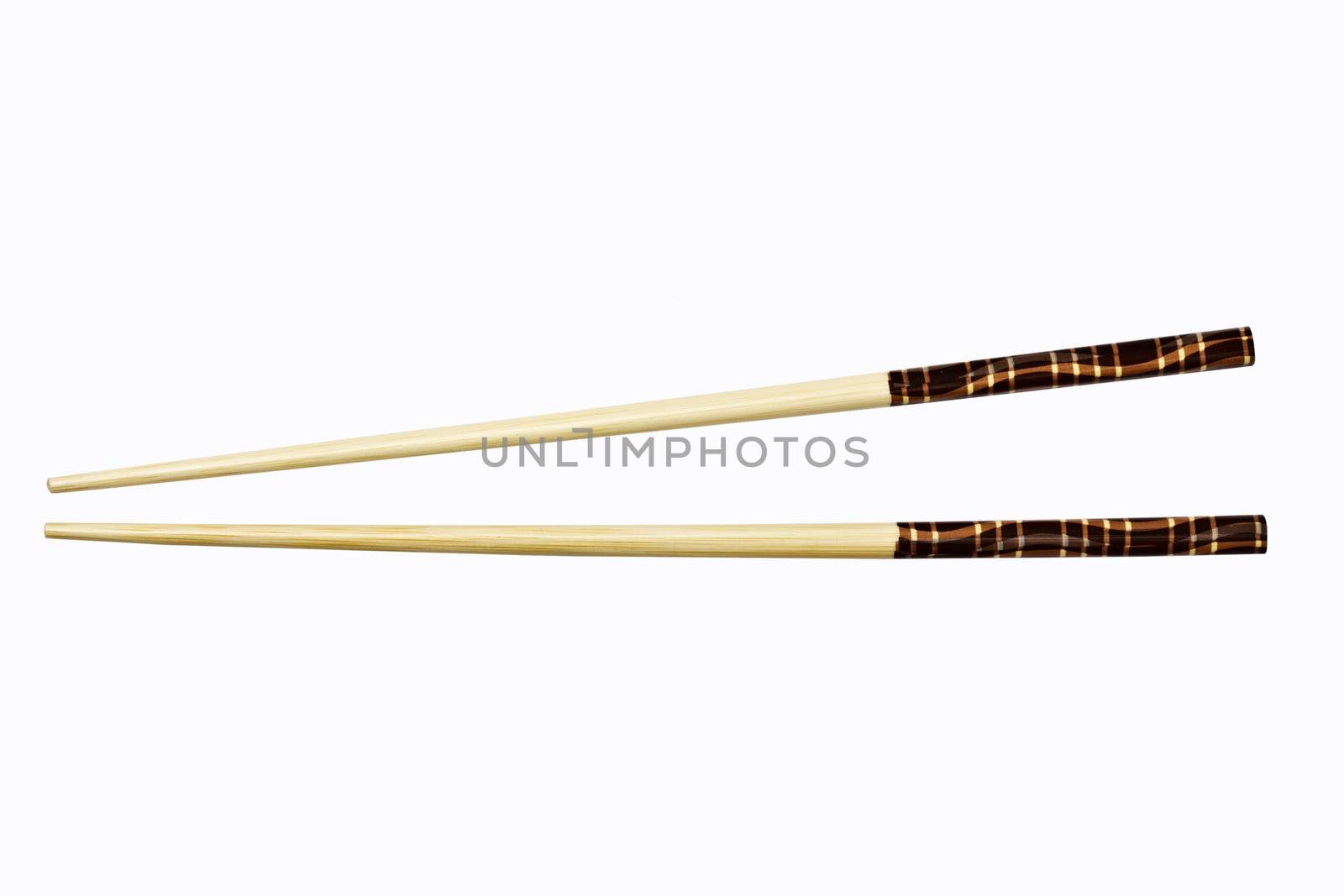 Wood chopsticks isolated on white background 
