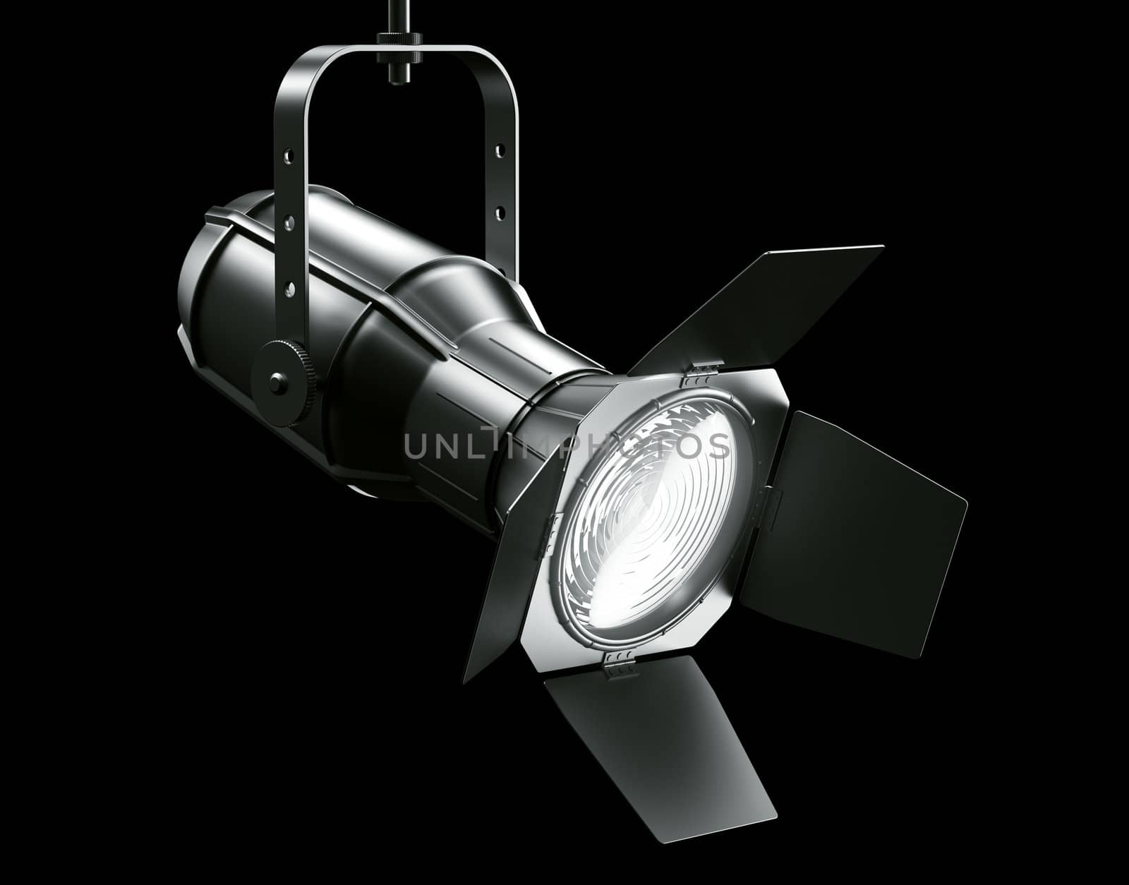 3d rendering of a spotlght on a black background
