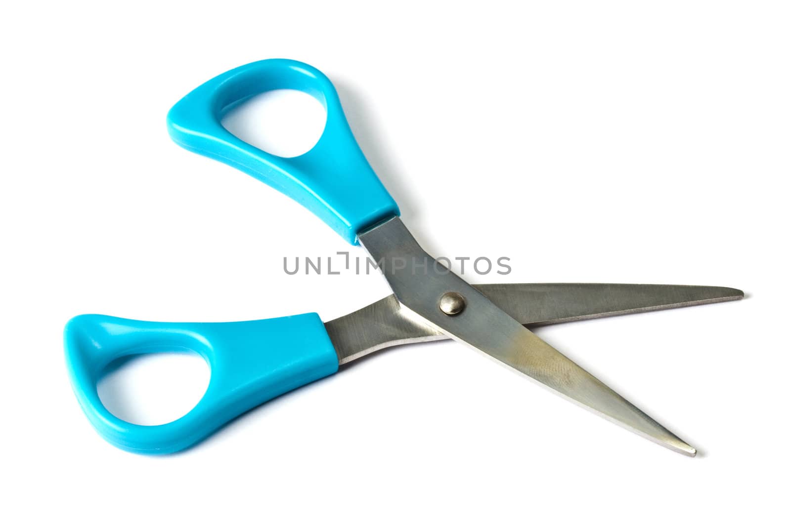 Blue scissors isolated on white background 
