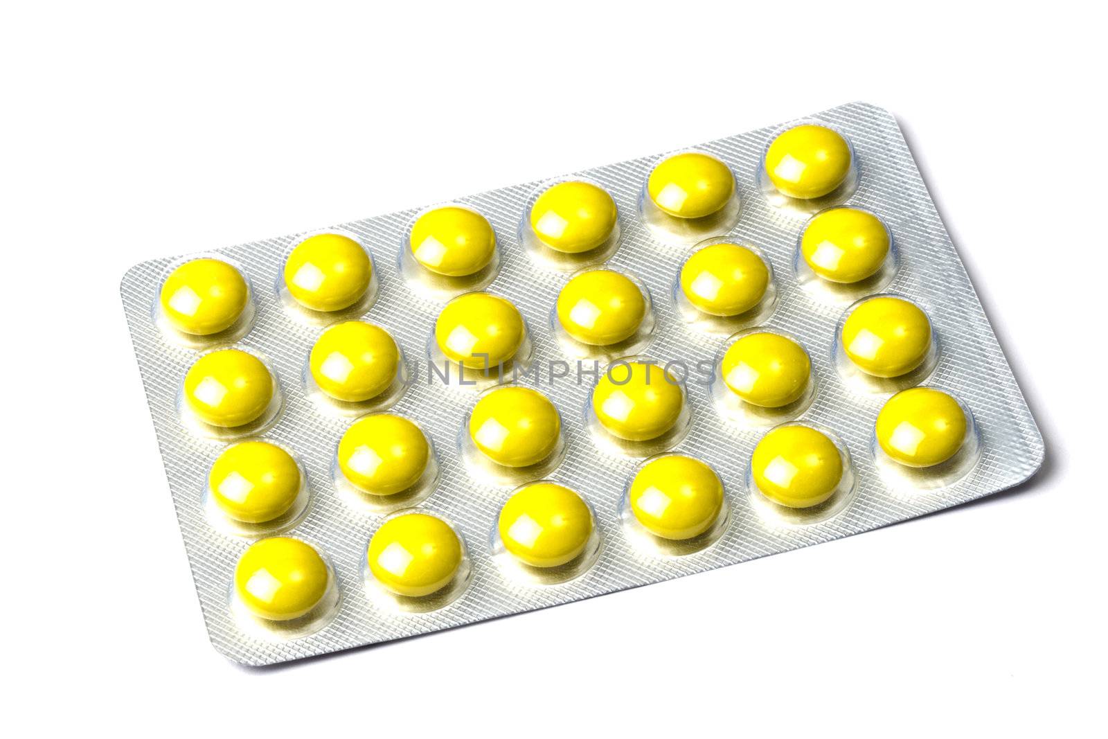 Set of pills isolated on white background