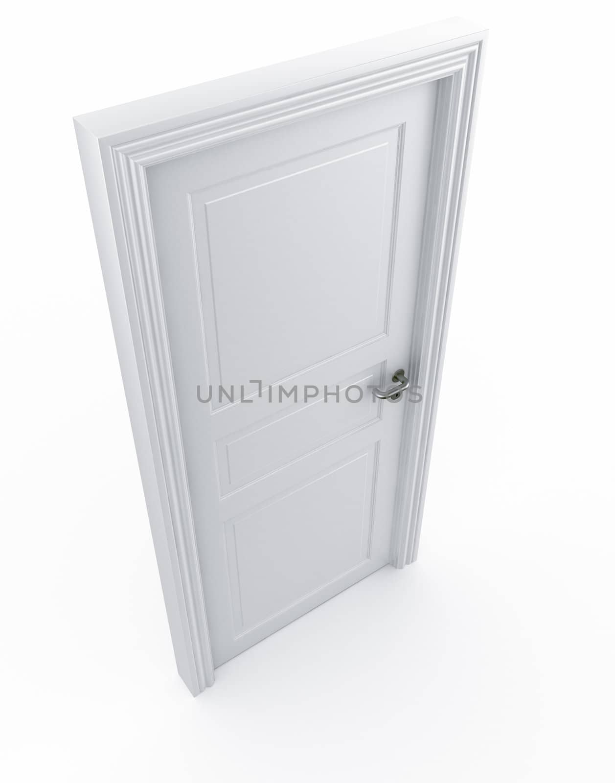 3d rendering of a door standing free on a white floor