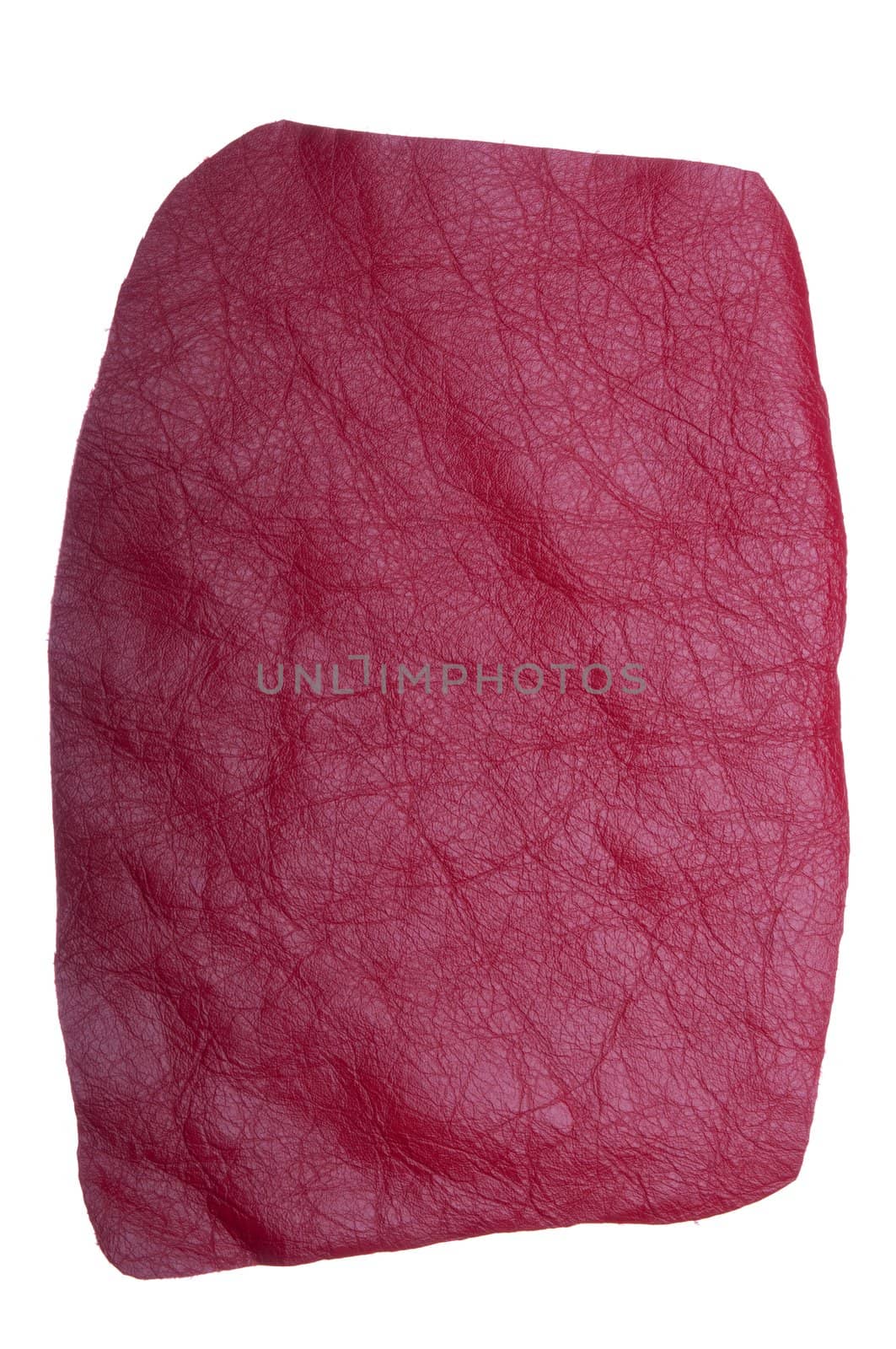 gorgeous red leather scrap isolated on white background