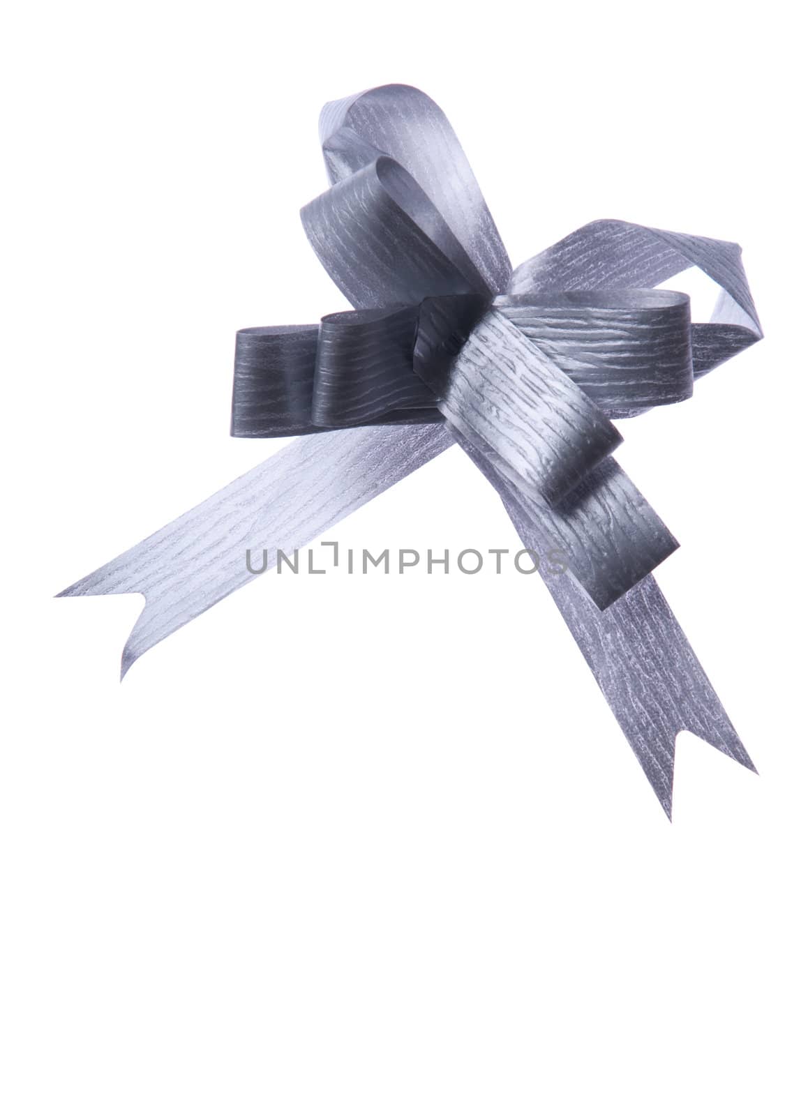 grey gift ribbon decoration isolated on white background